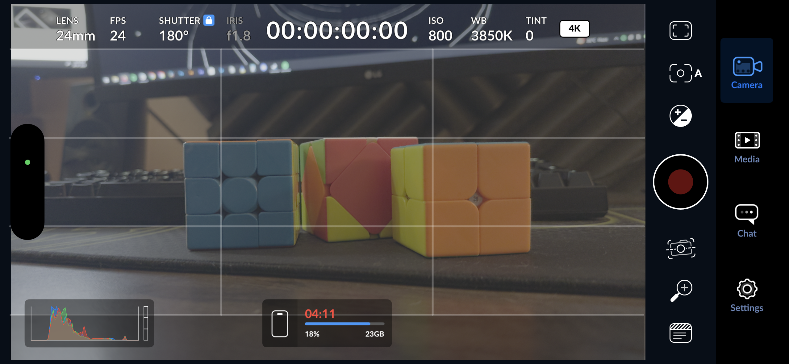 Blackmagic Cam: UI